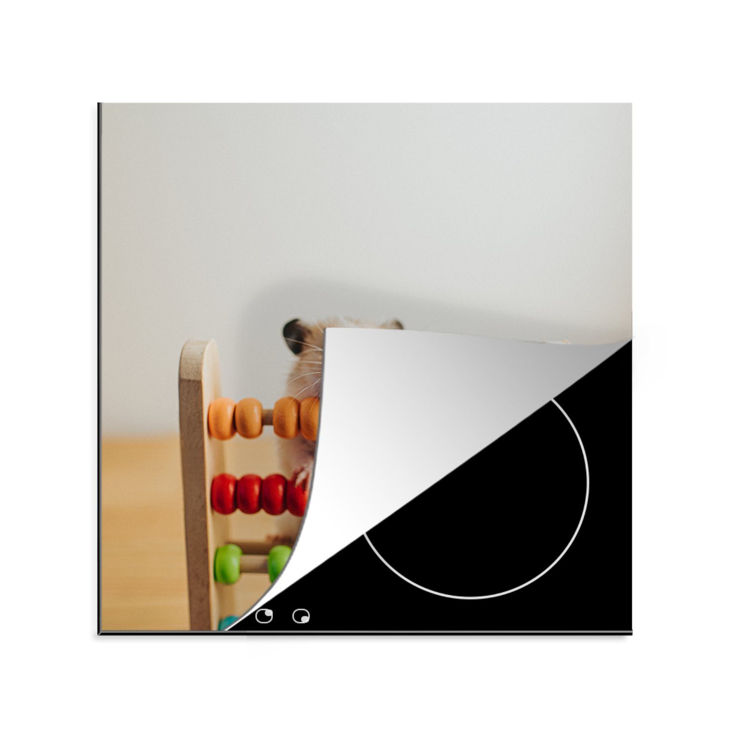 MuchoWow Herdblende-/Abdeckplatte Berechnender Hamster, Vinyl, (1 tlg), 78x78 cm, Ceranfeldabdeckung, Arbeitsplatte für küche