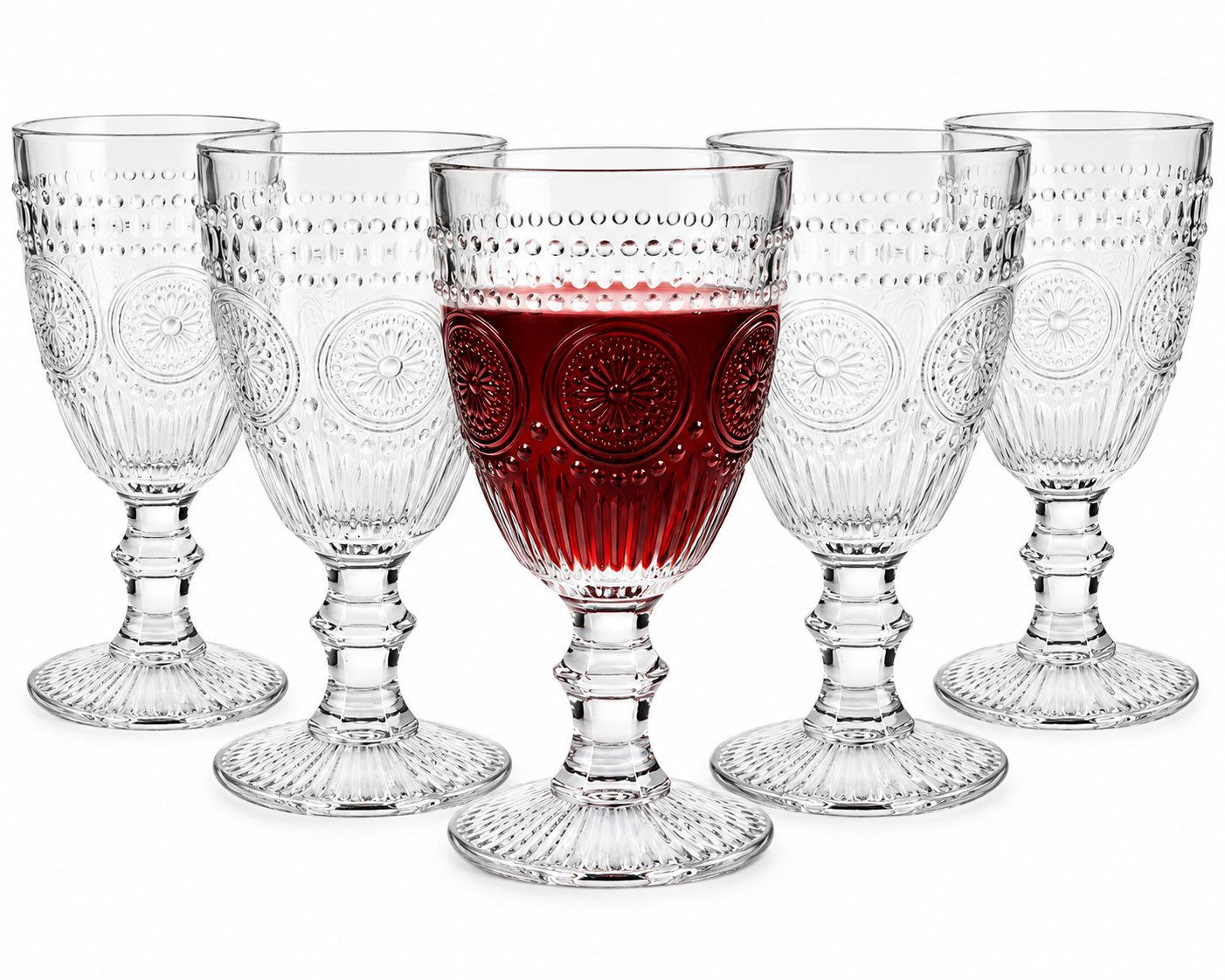 Sendez Weinglas 6 Weingläser 310ml auf Fuß Sonne Weißweingläser Rotweingläser, 6-tlg., Glas