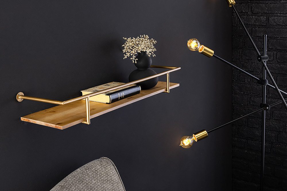 riess-ambiente Wandregal HERITAGE 75cm natur · Bilderleiste aus Massivholz und Metall, Einzelartikel 1-tlg., Wohnzimmer · Dekoration · Schlafzimmer · Accessoire · Retro Design