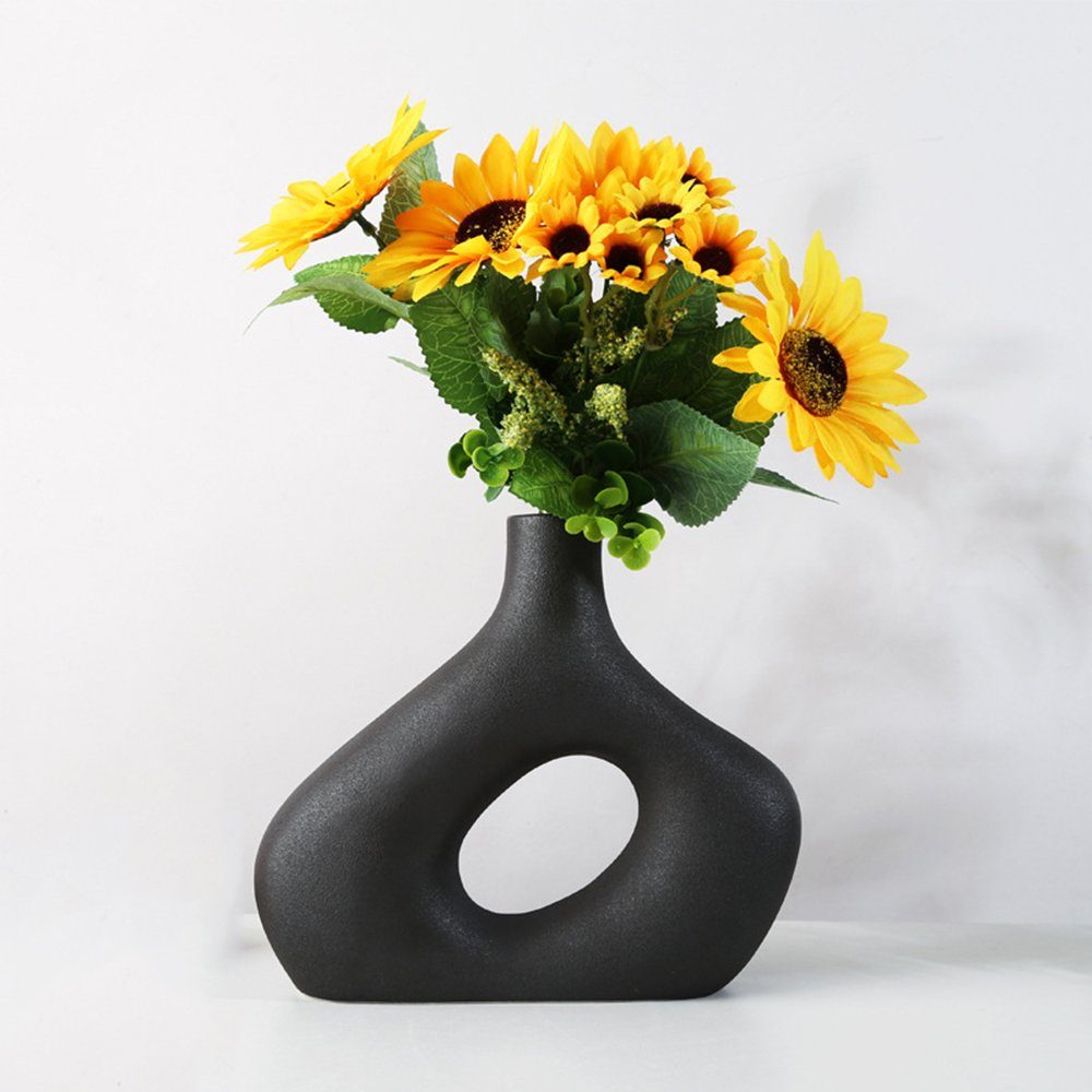 zggzerg Dekovase Keramik Vase, Vasen für Pampasgras Deko Wohnzimmer, Dekozweige Schwarz