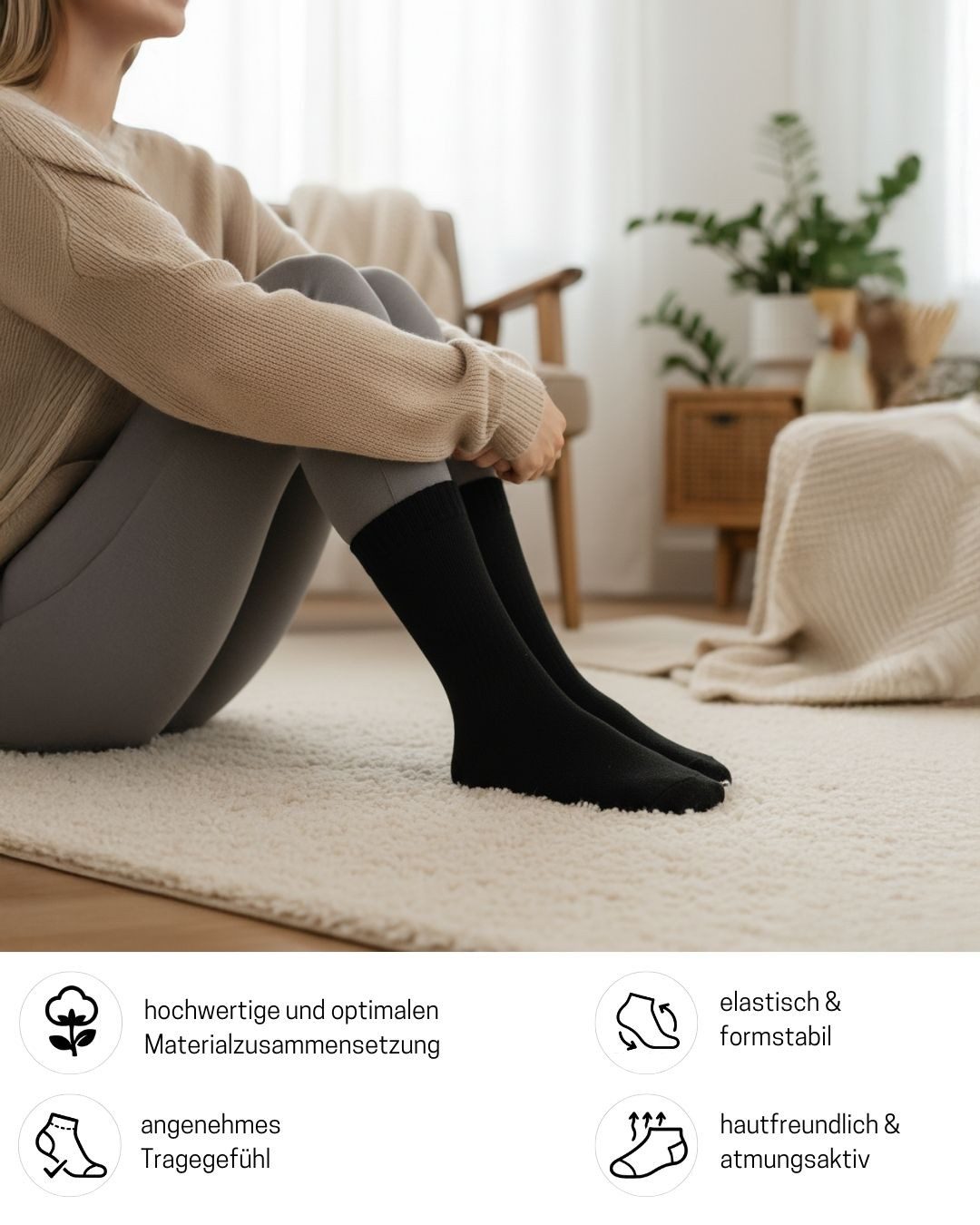 sockenkauf24 Thermosocken 6, 12, 24 Paar warme Wintersocken Damen & Herren Vollfrottee (Schwarz, 6-Paar, 35-38) aus Baumwolle mit Pique Komfortbund