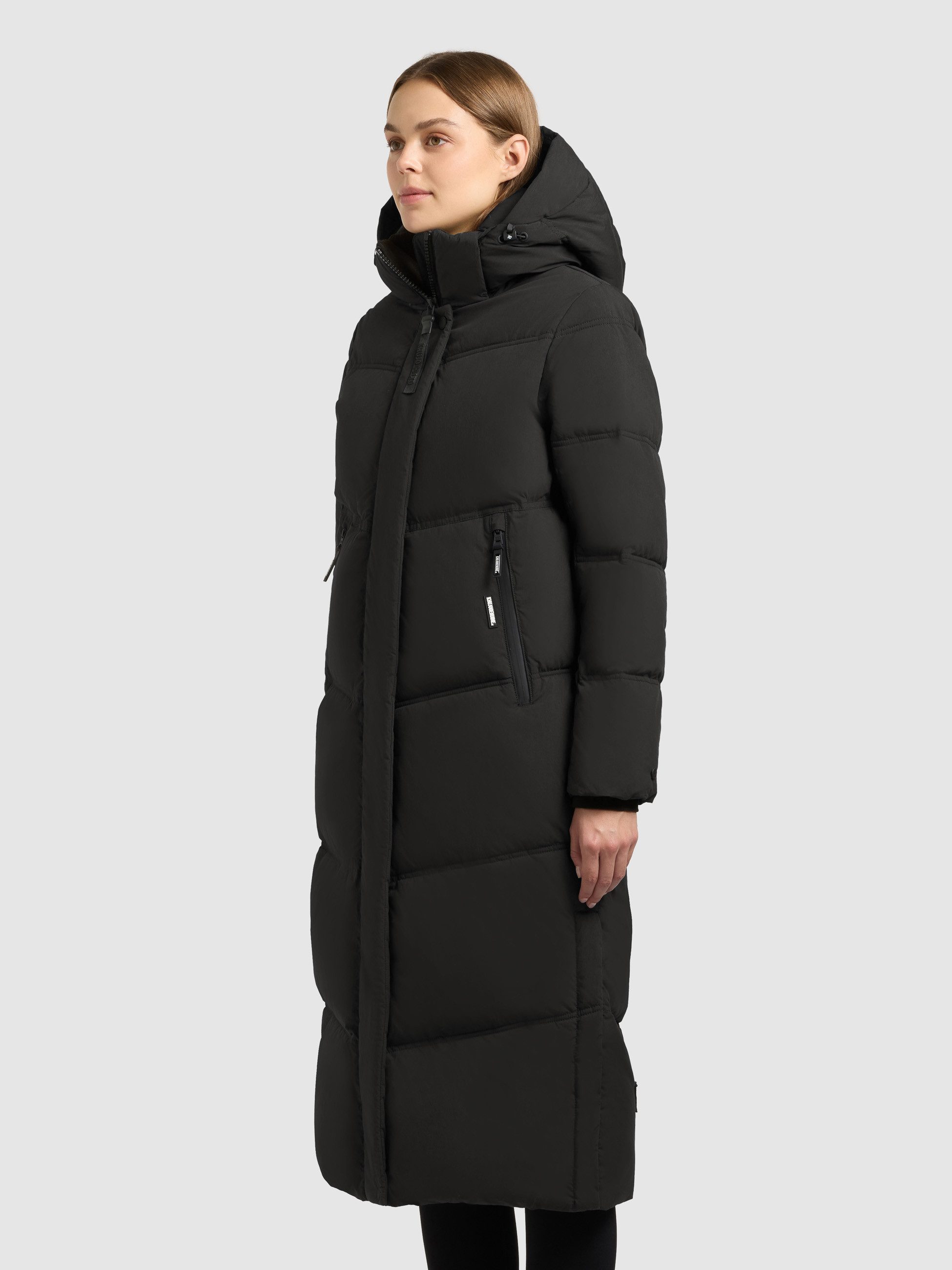 khujo Steppmantel RITZ praktische Seitenschlitze mit Reißverschluss, abnehmbare Kapuze