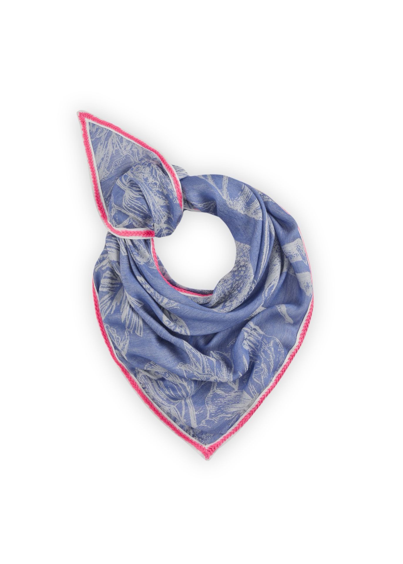 Dreieckstuch Codello Dreieckstuch mit Dschungelmptiven in blau oder pink