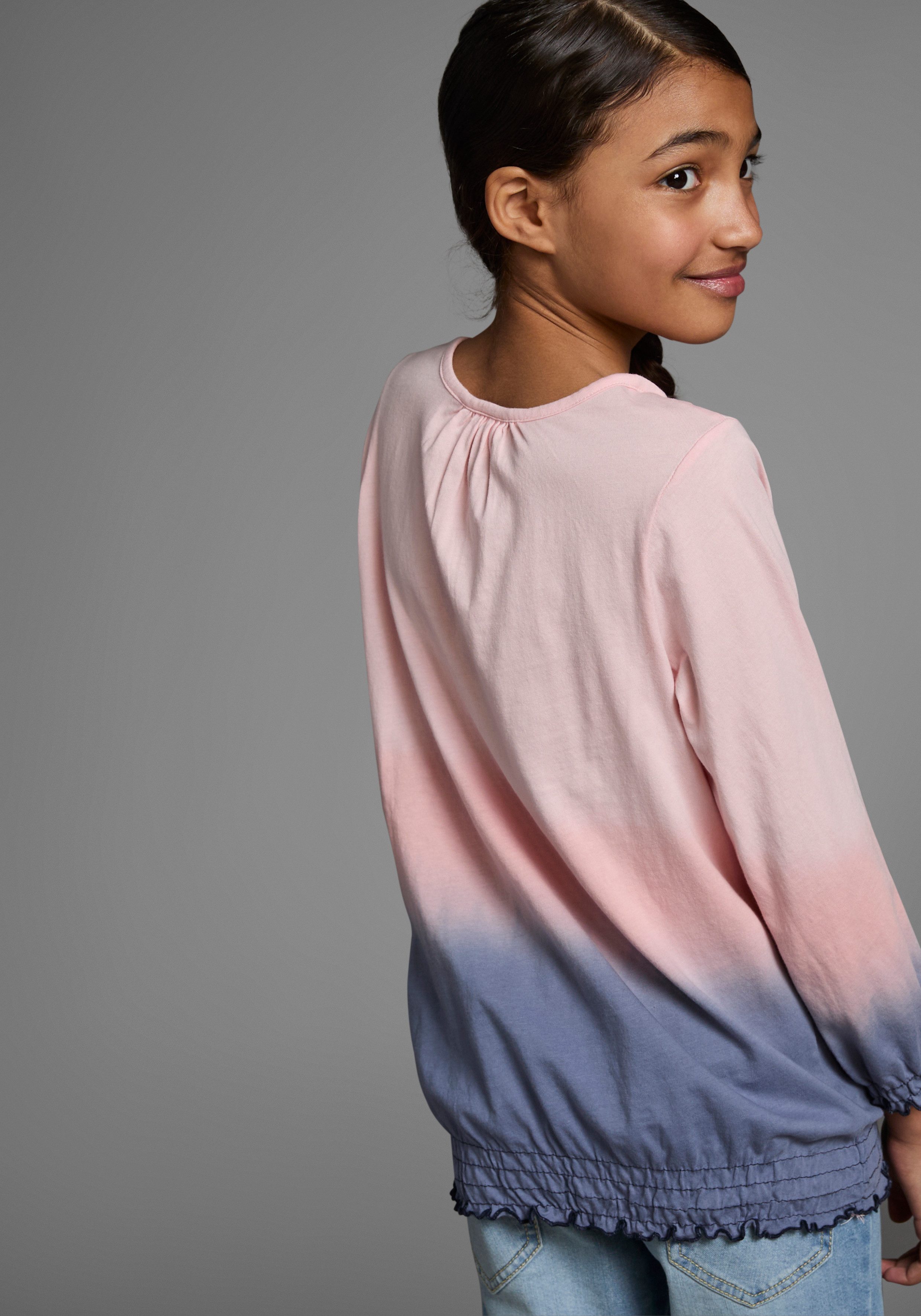 KangaROOS 3/4-Arm-Shirt Shirt in Batik-Look 3/4-Arm, hüftlange Passform, Batikmuster, Rundhalsausschnitt – Bild 2 von 5
