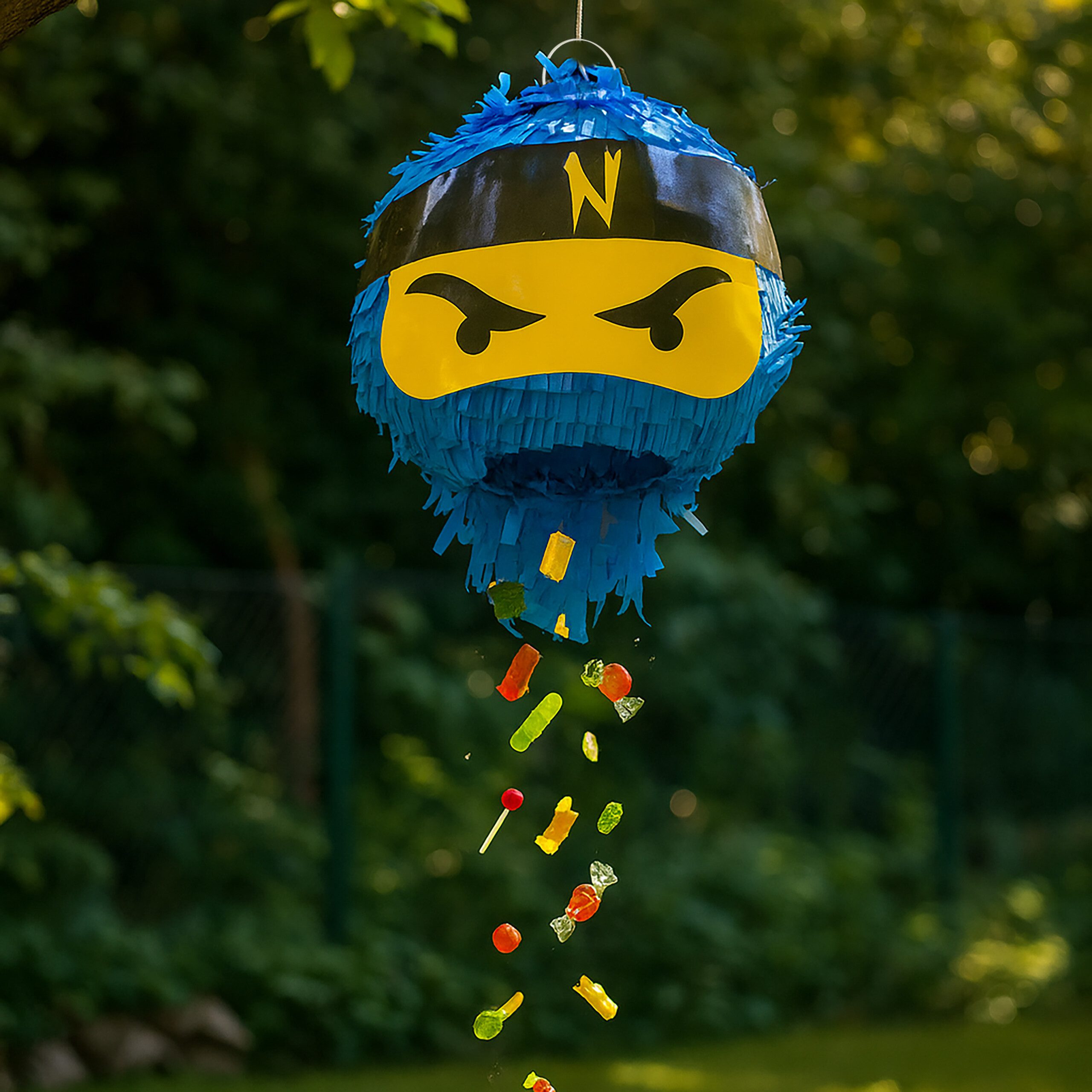 relaxdays Pinata Set Ninja mit Stab & Maske, blau