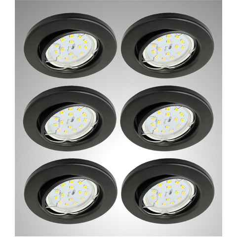 TRANGO LED Einbauleuchte, 6er Set 6729-065-5WAK IP23 LED Einbaustrahler in Schwarz matt inkl. 6x 5 Watt GU10 LED Leuchtmittel 3000K warmweiß & GU10 Fassung, Badleuchte, Deckenleuchte, Deckenstrahler