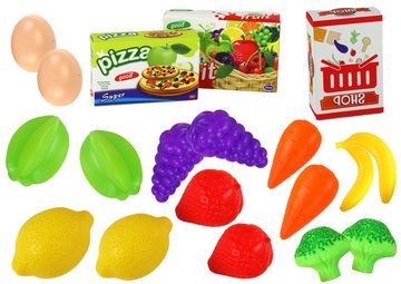 LEAN Toys Kinder-Küchenset Einkaufskorb Gemüse Obst Lebensmittelset Metallkorb Plastik Spielzeug