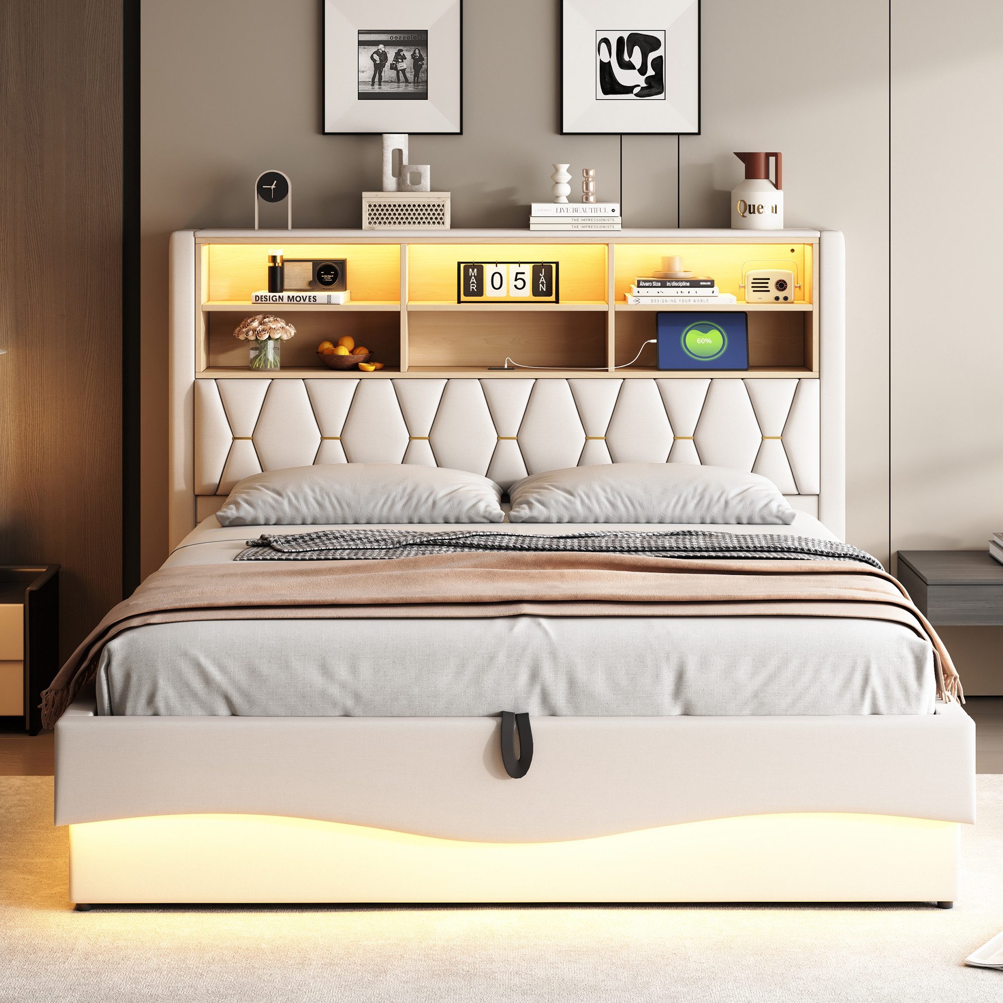 STILVORA Polsterbett 180x200 mit LED-Licht&USB,Jugendbett Doppelbett günstig online kaufen
