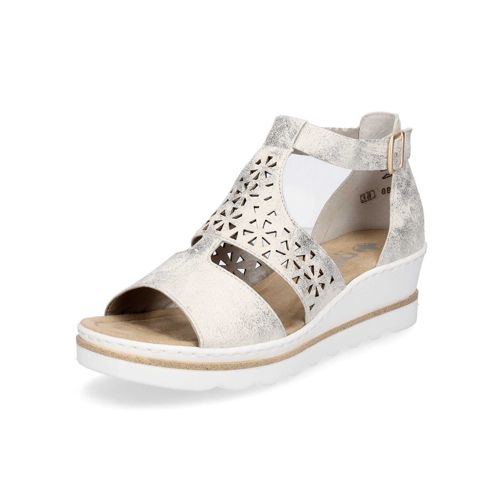 Rieker Damen Keilsandalette beige gold Sandale