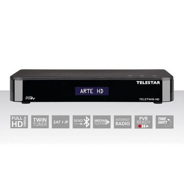 TELESTAR TELETWIN HD FULL HD Twin-Satreceiver mit USB PVR u. Sat to IP Satellitenreceiver (LAN (Ethernet), A2DP Bluetooth, RJ45 Netzwerkbuchse, Bluetooth Sende-Funktion)
