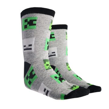 Minecraft Langsocken Minecraft Creeper Zombie Skelett Kinder Jungen lange Socken 6er Pack (6-Paar) Gr. 27 bis 38