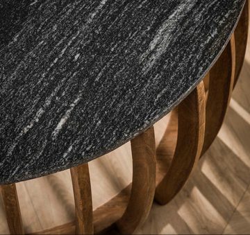 LEVEN Lifestyle Couchtisch FLORENZO rund d = 80 cm mit Marmor Tischplatte in schwarz