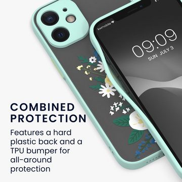 kwmobile Handyhülle Hülle für Apple iPhone 12, Kunststoff Silikon Handy Schutzhülle Cover Case - Blumengesteck Design