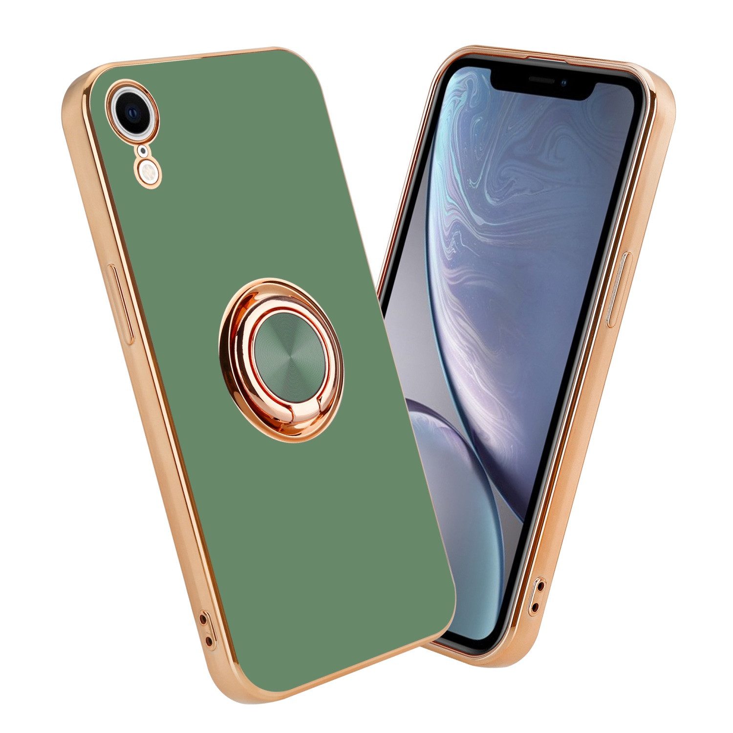 Cadorabo Handyhülle für iPhone XR Hülle Apple iPhone XR, Schutzhülle - TPU Silikon Hülle - mit Kameraschutz und Ring
