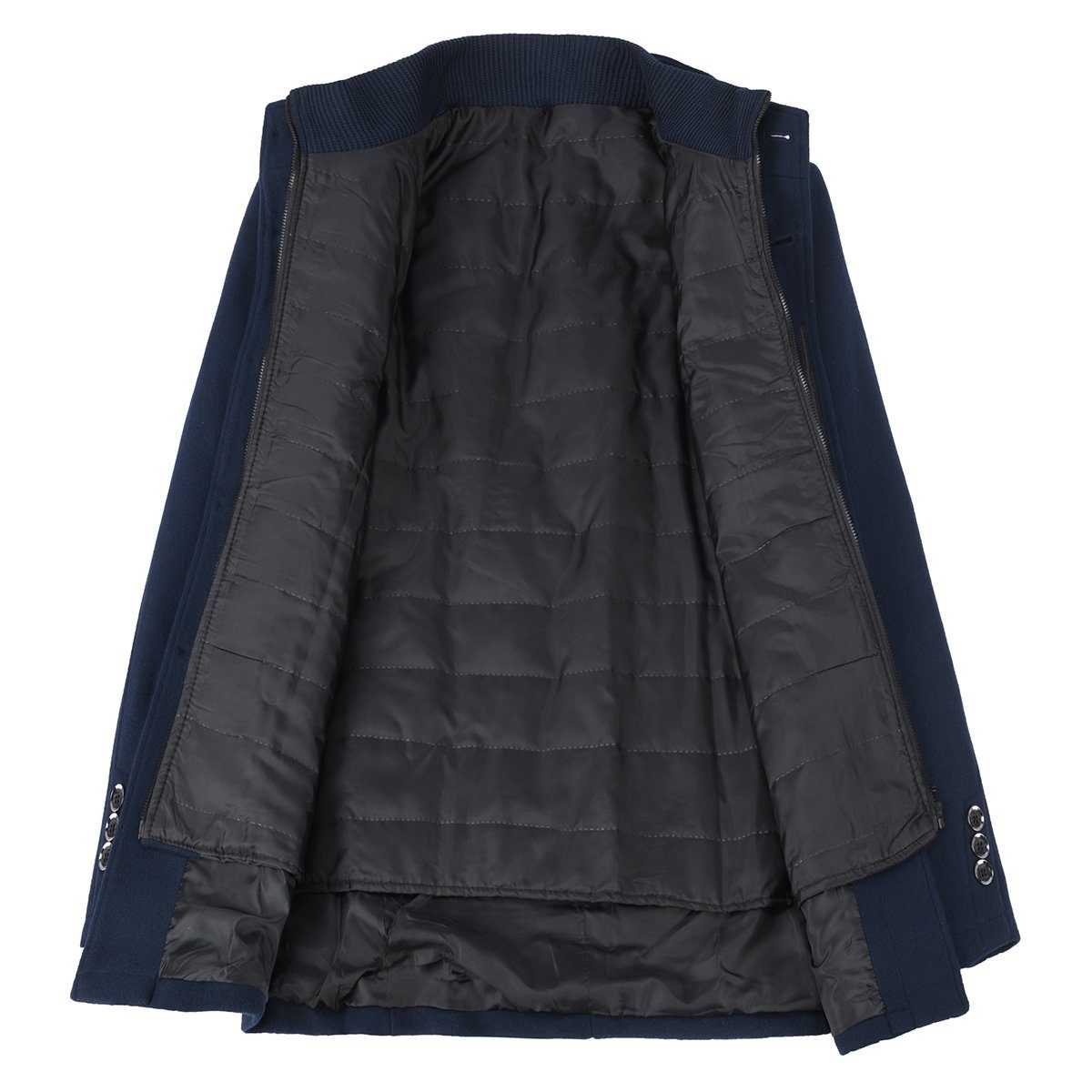 Allthemen Kurzmantel mit abnehmbarer dicker Weste Herren Wintermantel kurze Wolljacke
