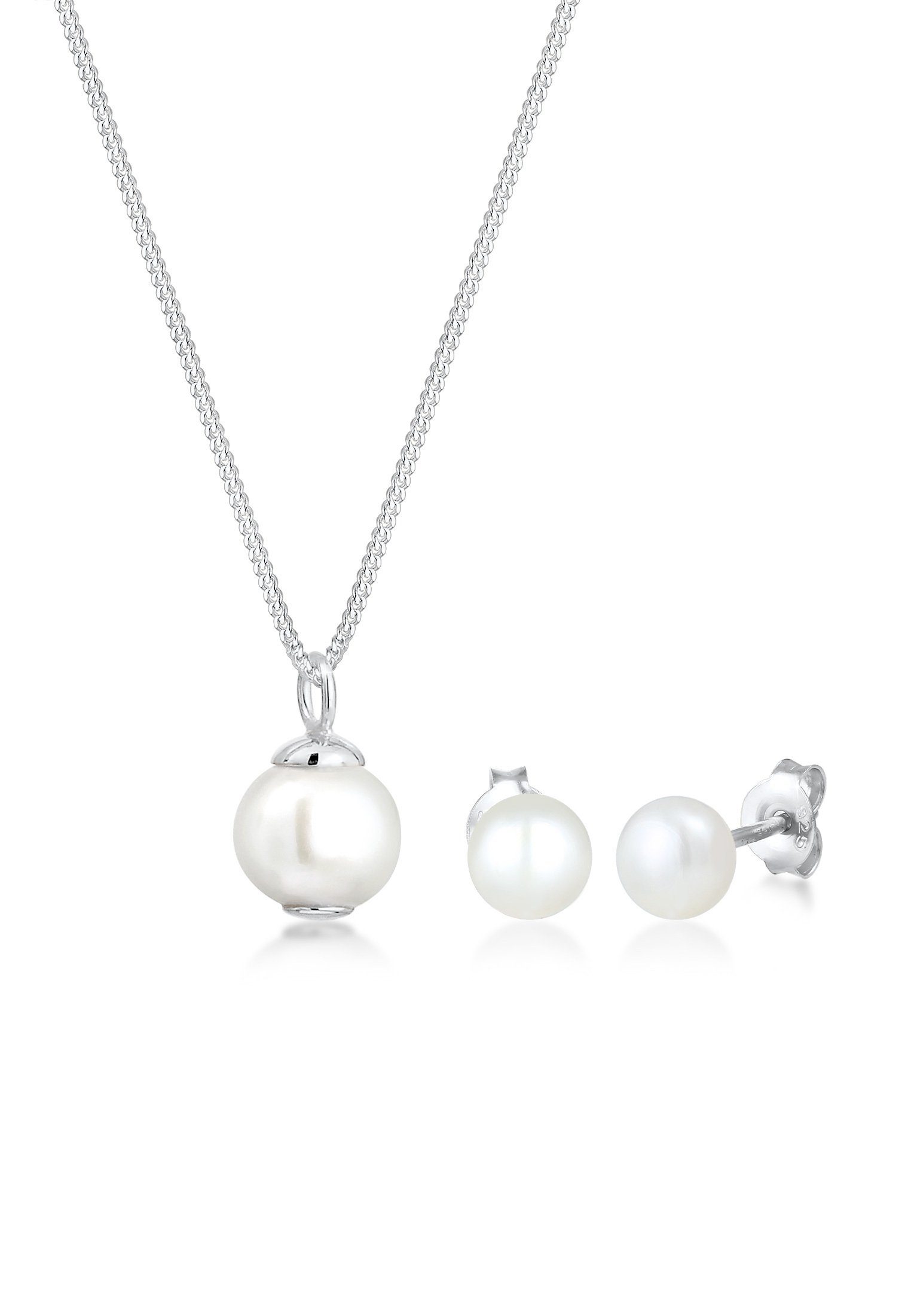 Elli Schmuckset Süßwasserperlen Weiß 925 Sterling Silber