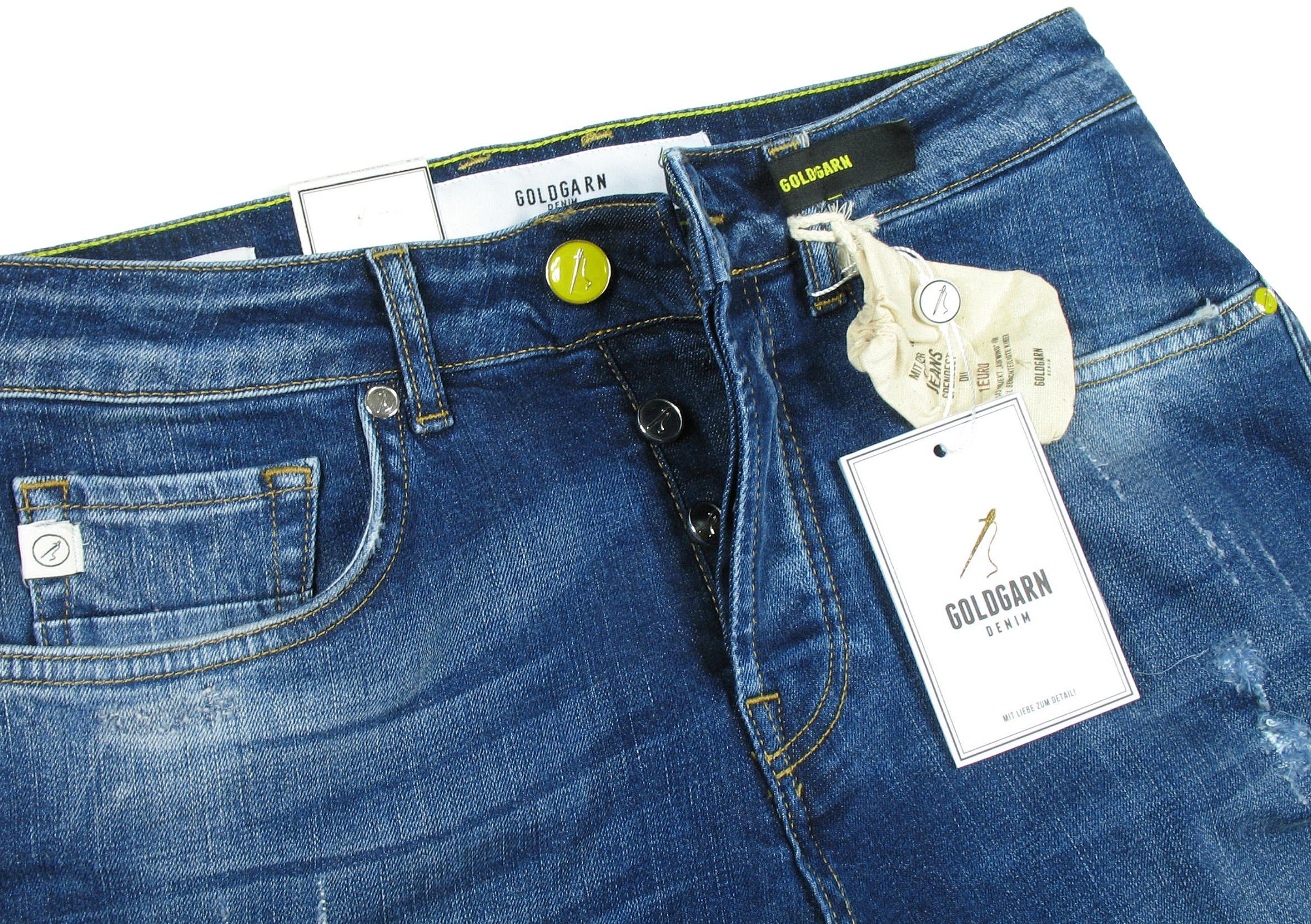 Goldgarn 5-Pocket-Jeans Herren U2 Slim Fit distressed Denim