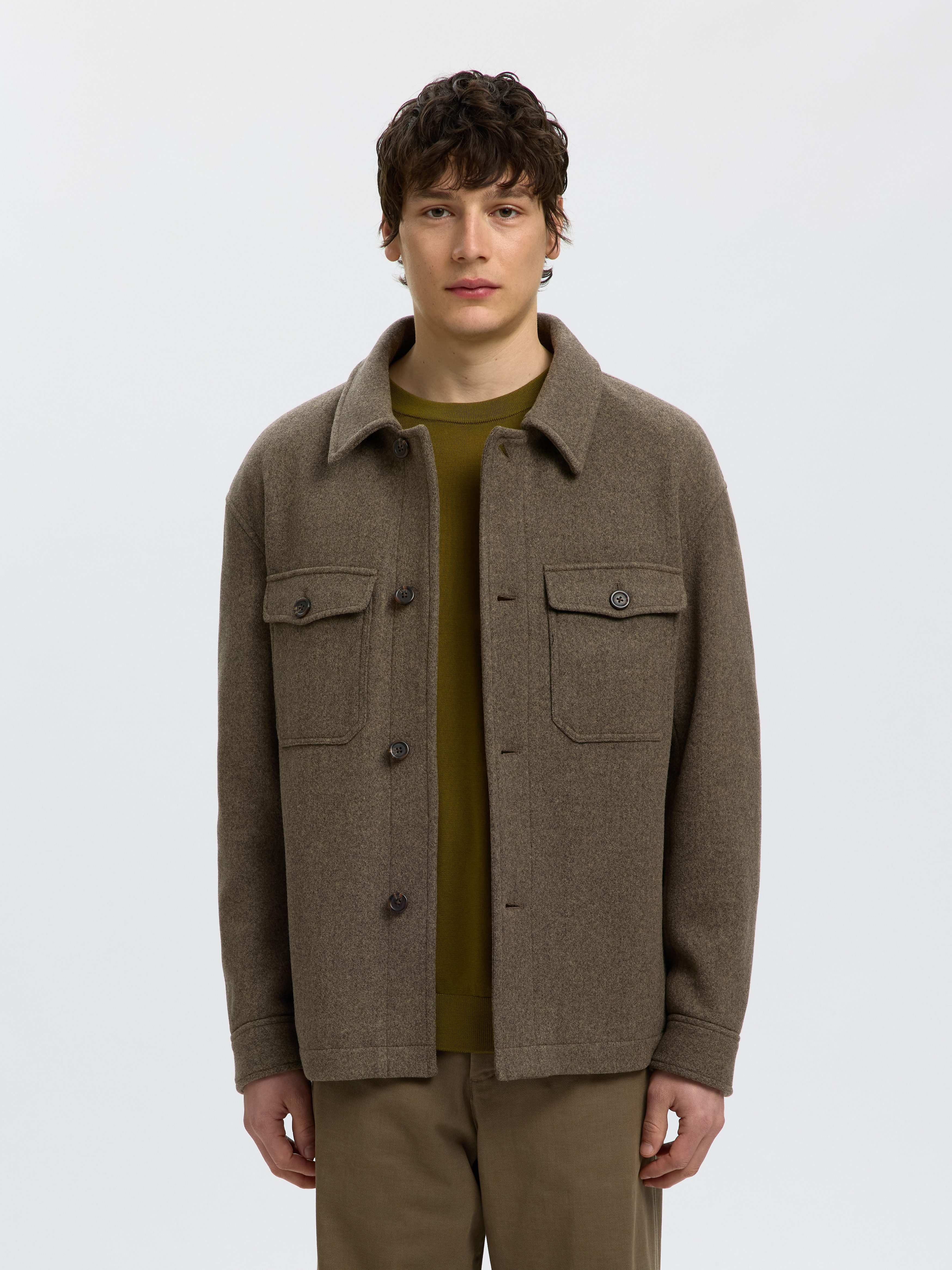 Selected Hemdjacke SLMMITCH WOOL BLEND SHACKET NOOS Materialmix, Hemdjacken Form