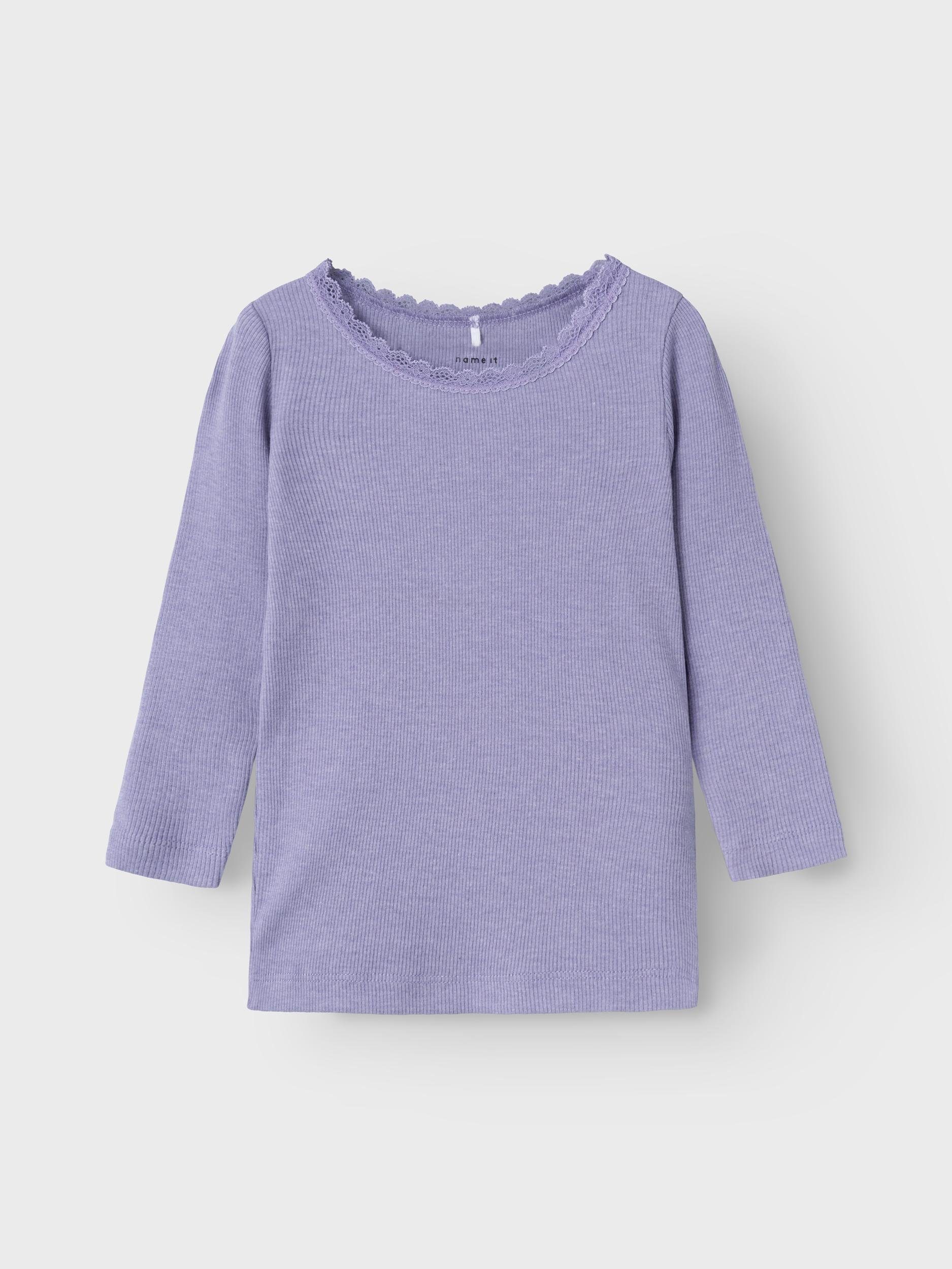 Name It T-Shirt TOP Lilac LS Detail:MELANGE NMFKAB NOOS Heirloom