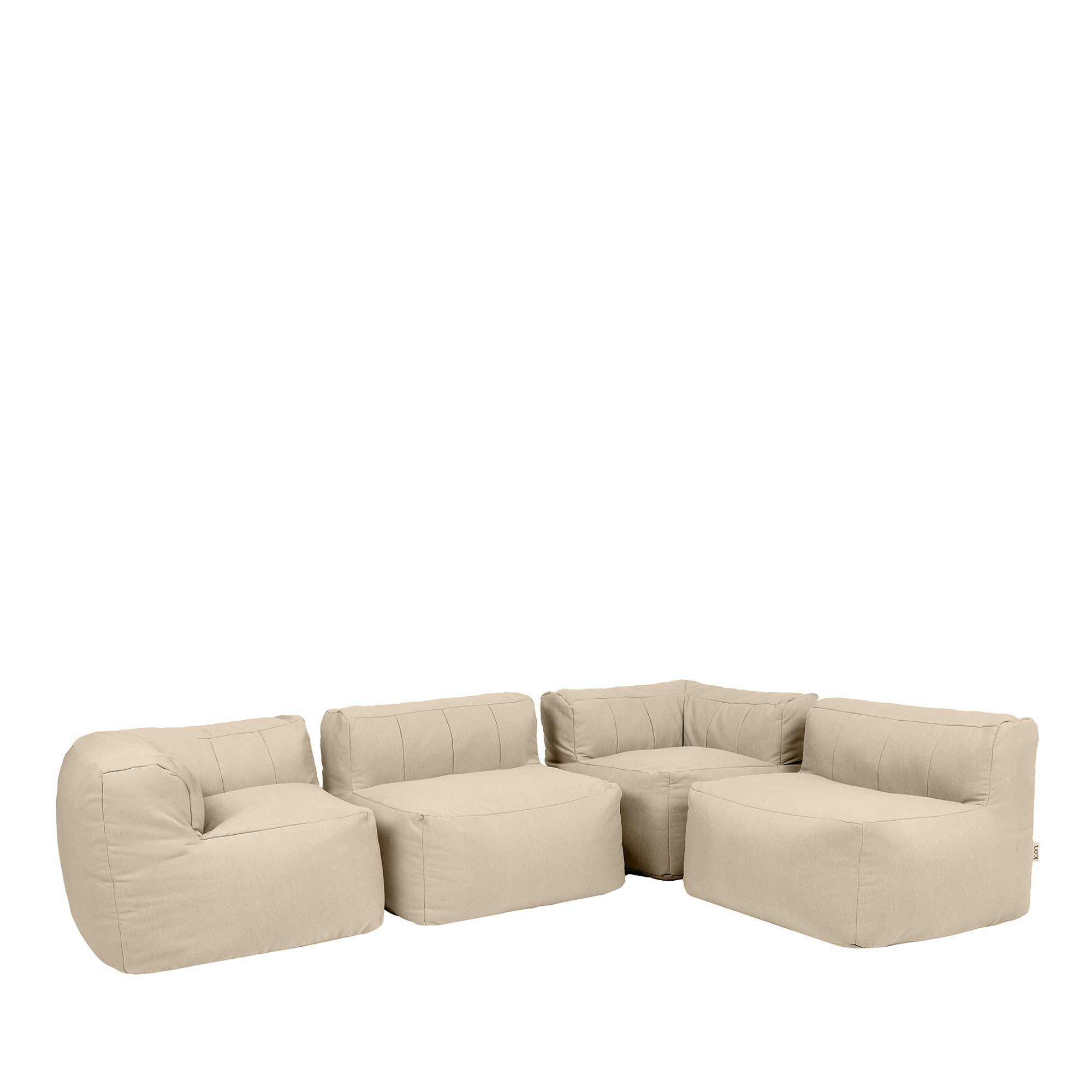 icon Gartenlounge-Set Modulares Outdoorsofa 4 Stück aus Olefin „Zen“, (Spar-Set, 2 x Ecksofa, 2 x Sessel), Schaumstoff Füllung, für Wohnzimmer, für den Außenbereich, wetterfest