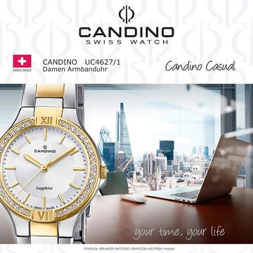 Candino Quarzuhr Candino Damen Uhr Analog C4627/1, Damen Armbanduhr rund, Edelstahlarmband silber, gold, Fashion