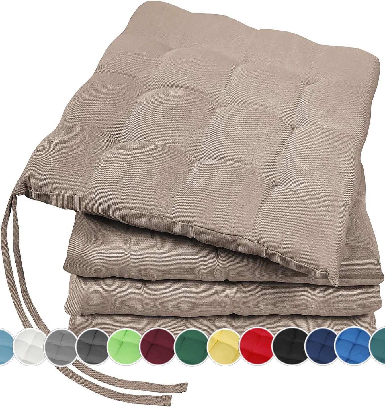 GREEN MARK Textilien Sitzkissen 4er-Set Stuhlkissen 40x40cm, Indoor und Outdoor, weich gefüllt
