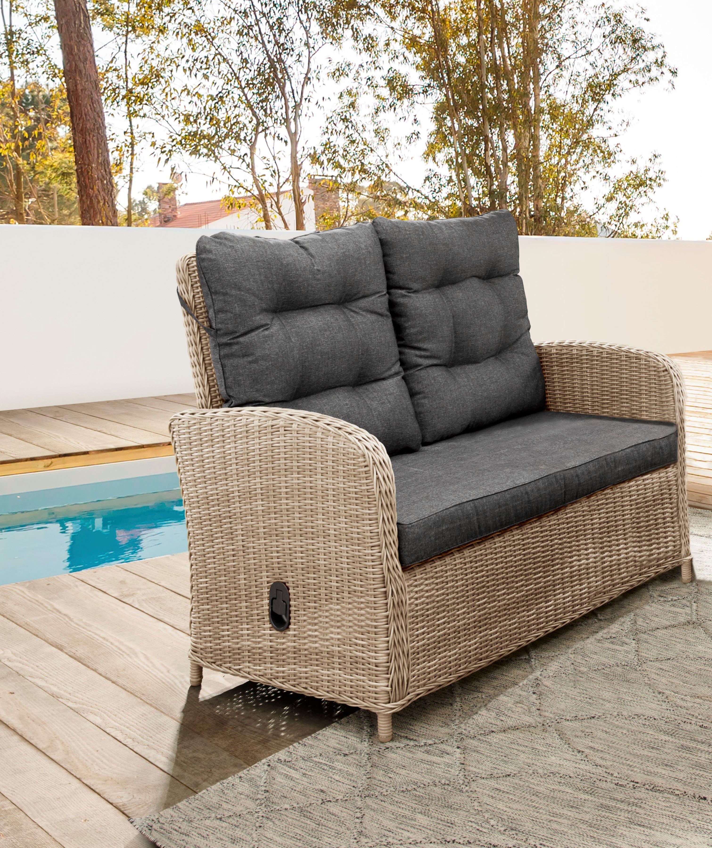 Destiny Loungesofa MERANO II, Aluminium, Polyrattan, Rückenlehne stufenlos verstellbar