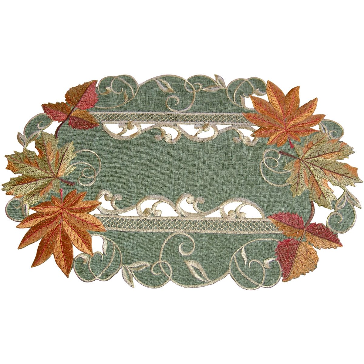 matches21 HOME & HOBBY Tischdecke Tischläufer Herbstlaub Stick bunt 30x45 cm (1-tlg)