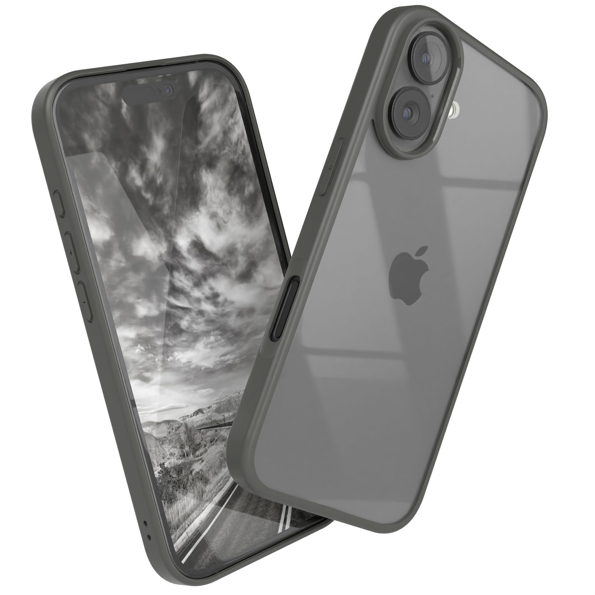 EAZY CASE Handyhülle Bumper Case für Apple iPhone 17 6,3 Zoll, Schutzhülle mit Kameraschutz transparent stoßfestes Backcover Grau