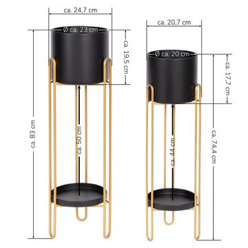 bremermann Blumenständer Blumenhocker 2er-Set, Metall-Blumenständer, Blumensäule schwarz/gold