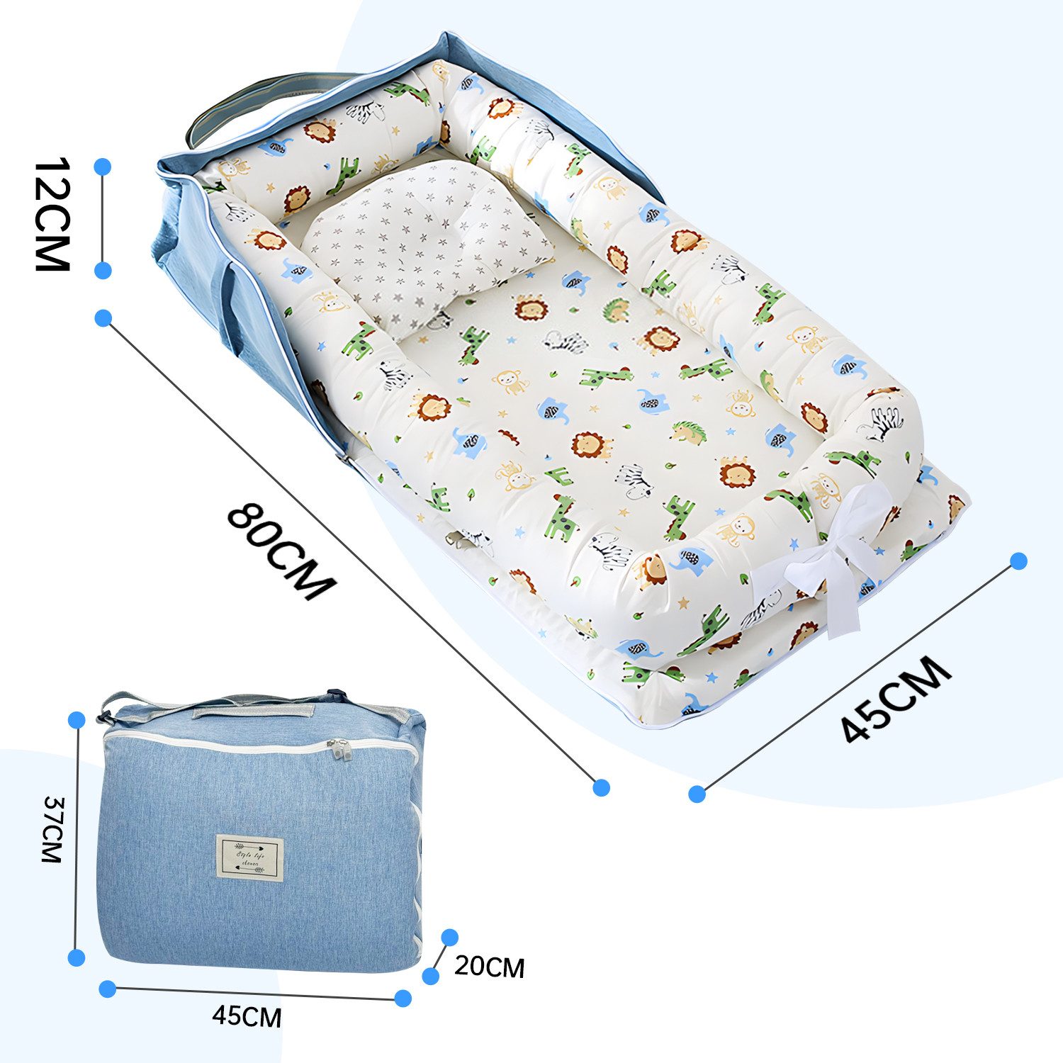 SEHAUSEU Kuschelnest Kuschelnest Bettnestchen Babylounge Babykokon Handtaschendesign, Wickelauflage