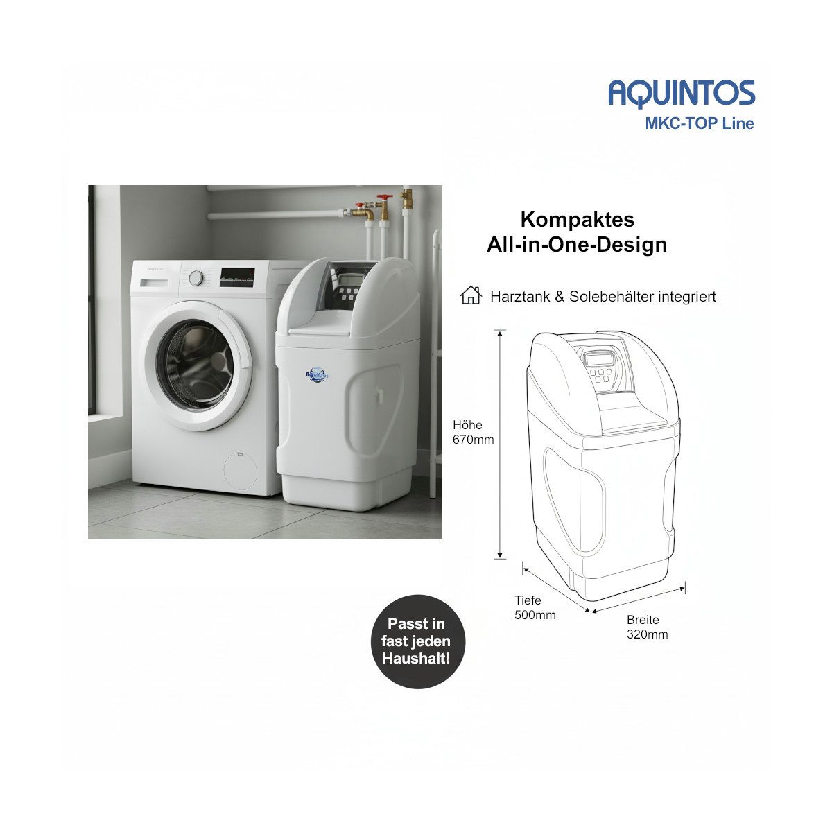 Aquintos Wasseraufbereitung Wasserhahn-Wasserfilter Aquintos MKC24 TOP- Line Wasserenthärtungsanlage Wasserentkalkungsanla, Für Haushalte von 1 - 3 Personen