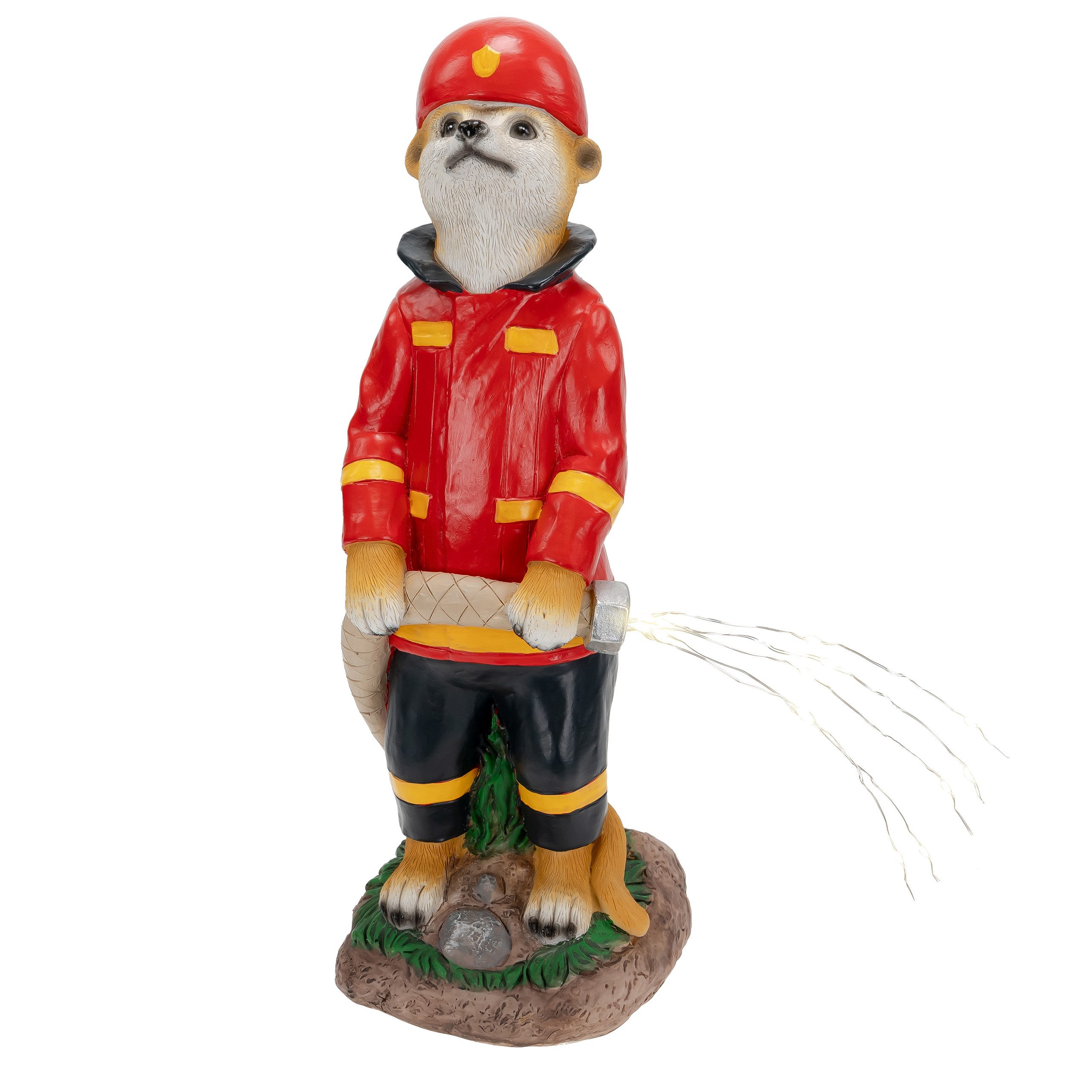 IC Gardenstyle LED Dekofigur Erdmännchen mit Solar-Leuchte aus Kunststein mit Beleuchtung, LED fest integriert, Gartenfigur für Außen, kabellos, automatische Einschaltung