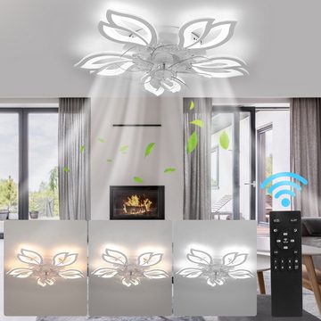oyajia Deckenleuchte 85W Deckenventilator Dimmbar, 2-in-1 Deckenleuchte 6 Geschwindigkeiten, LED fest integriert, Kaltweiß/Naturweiß/Warmweiß, Deckenventilatoren für Wohnzimmer Esszimmer Küche Schlafzimmer
