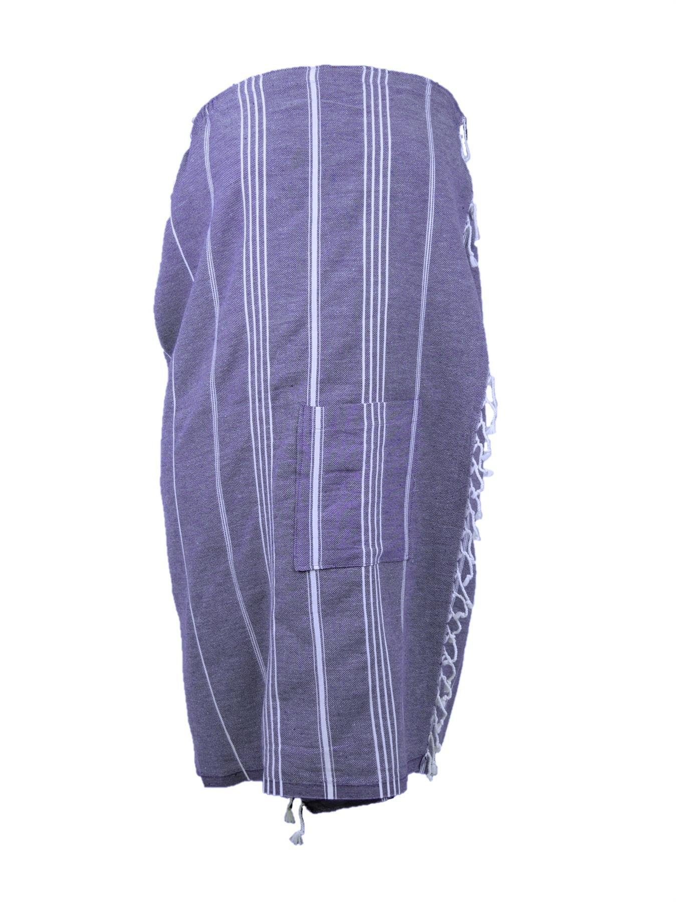 my Hamam Kilt Tasche, Langform, Klettverschluss, & mit Baumwolle, Klettverschluss Damen, Gummibund für weiß, Saunakilt marineblau