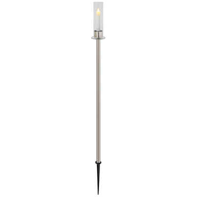 REV LED Gartenleuchte Wandleuchte, Spießleuchte Kerze, Batteriebetrieb, Timer, IP44