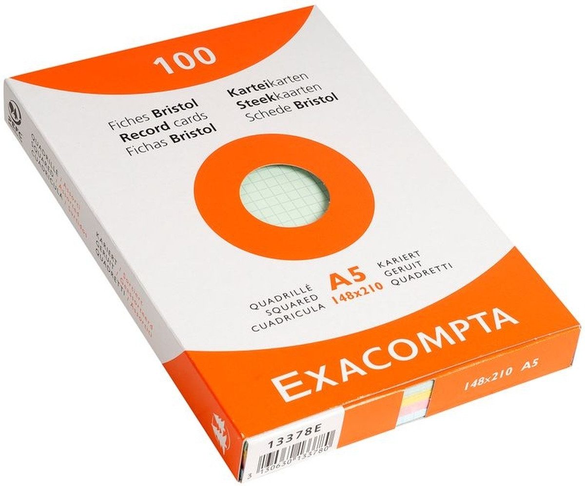 EXACOMPTA Karteikarten Karteikarten A5 kariert farbig sortiert VE=100 Stück