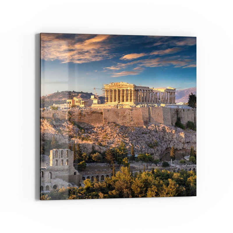 DEQORI Glasbild 'Blick auf die Akropolis', 'Blick auf die Akropolis', Glas Wandbild Bild schwebend modern