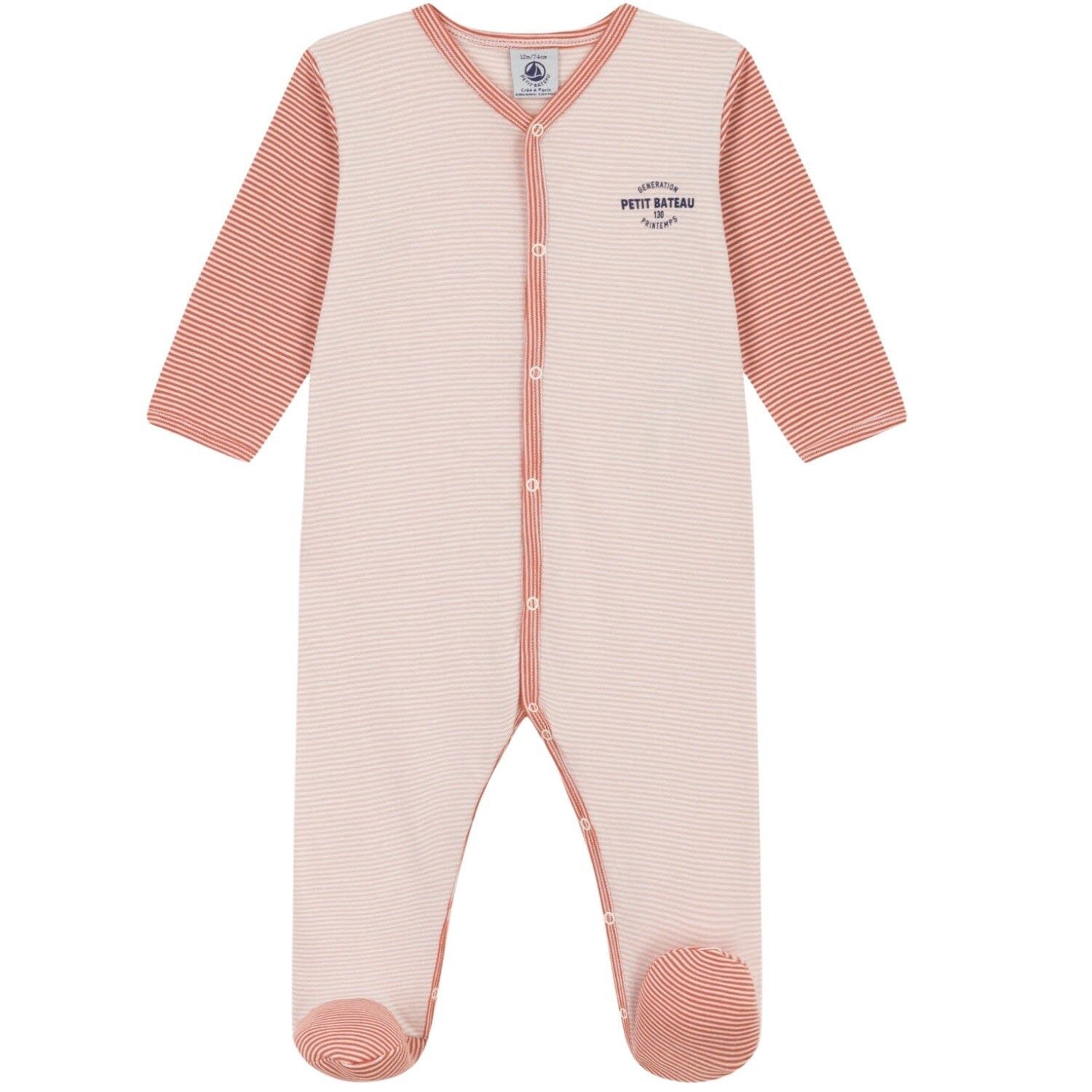 Strampler Petit Bateau Ringelstrampler rosa aus Baumwolle