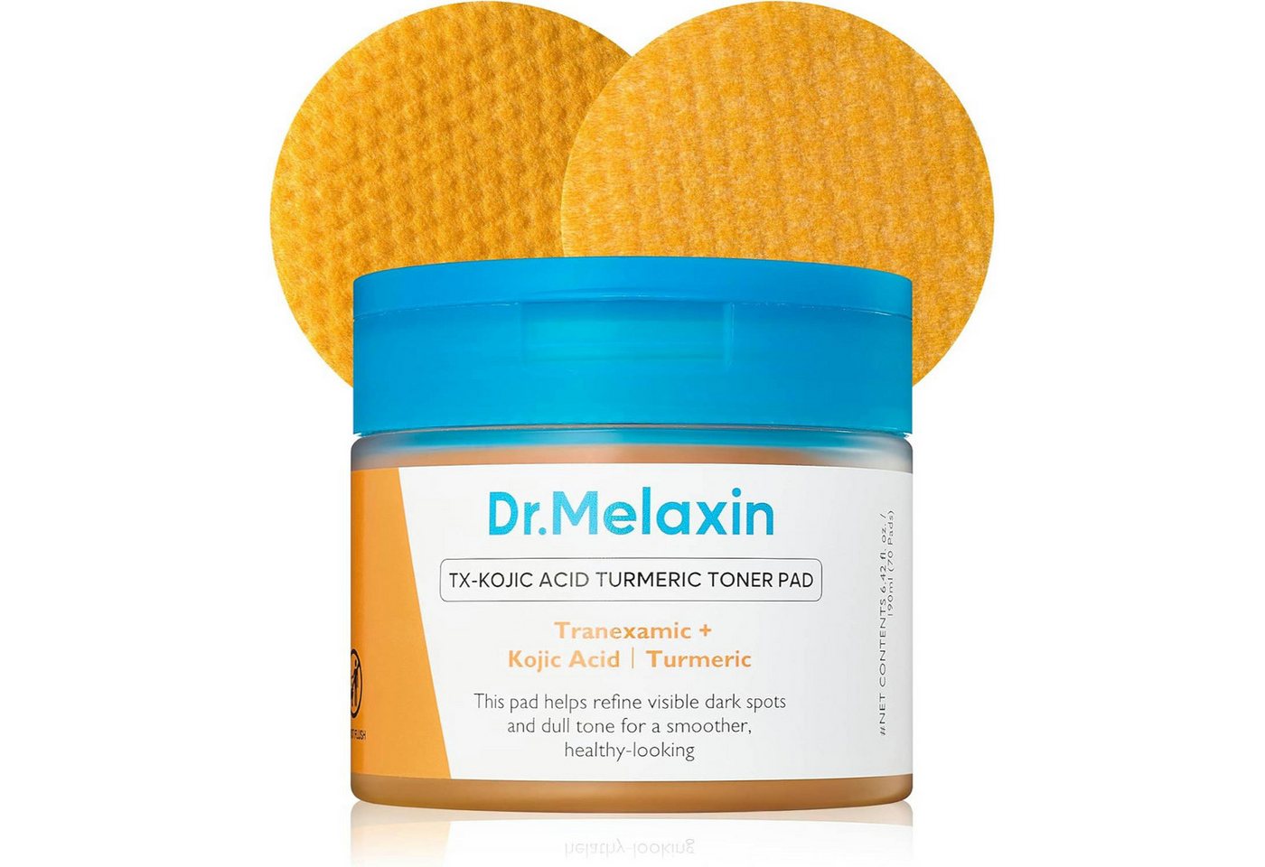 Dr.Melaxin Toner TX Kojic Acid Turmeric Toner Pads – Korean K-Beauty Toner-Pads mit Kojic Acid, Turmeric, Tranexamic Acid, Niacinamide – Zwei-Phasen-, Toner-Pads mit Kojic Acid, Turmeric und Tranexamic Acid