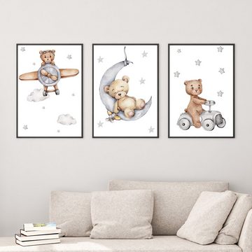 WANDKIND Poster WANDKIND Kinderzimmer Poster Set Premium P705 / Teddybären kuschelig, Poster, Wandbild, Kinderposter