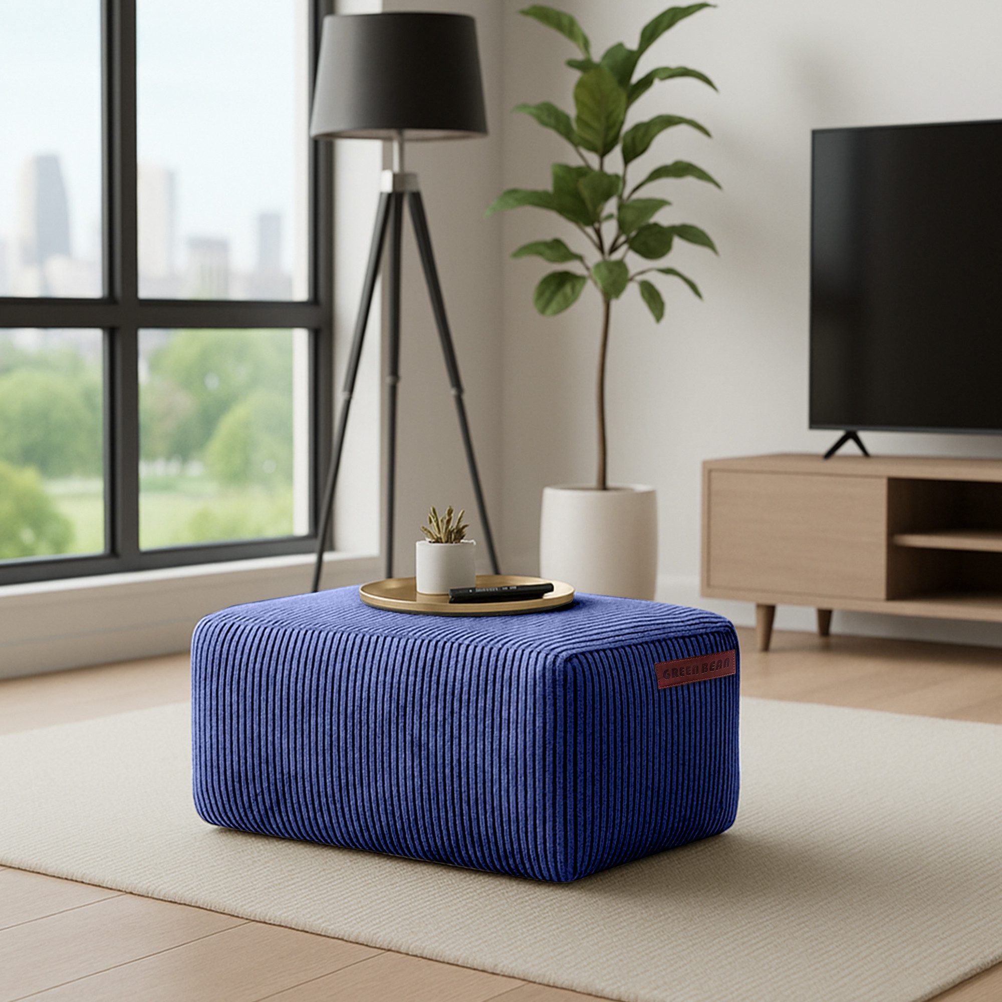 Green Bean Pouf Ottomane Cord (Indoor Sitzhocker Sitzkissen Fußhocker Relax-Sessel, Made in Germany), die ideale Ergänzung zum Sitzsack