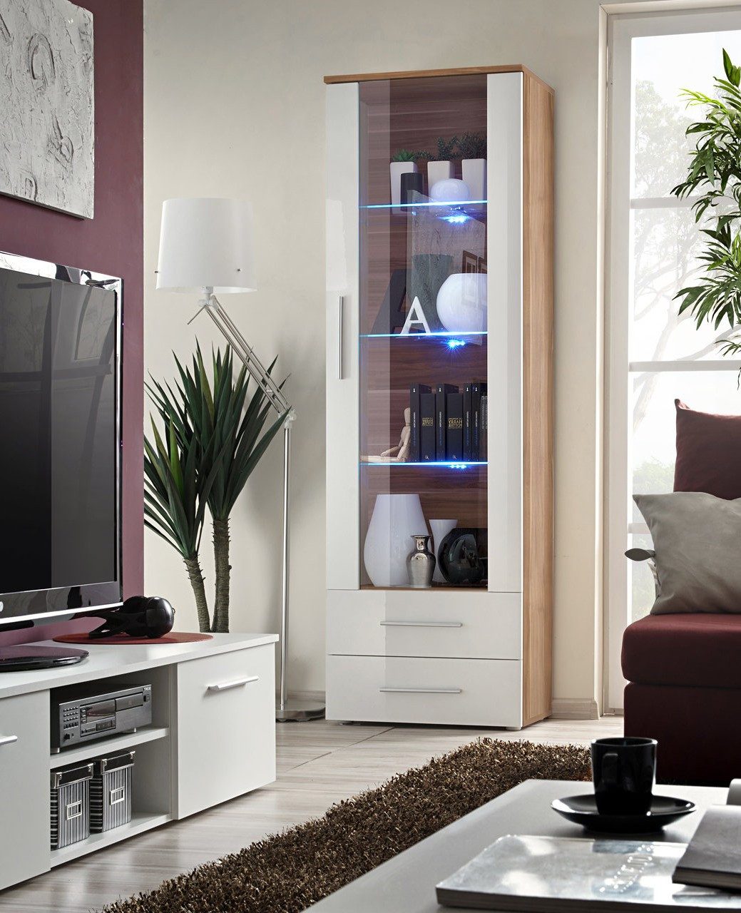 Xlmoebel Wohnwand Designer Vitrine Braun im modernen Stil für das Wohnzimmer, (1-St), Made in Europa