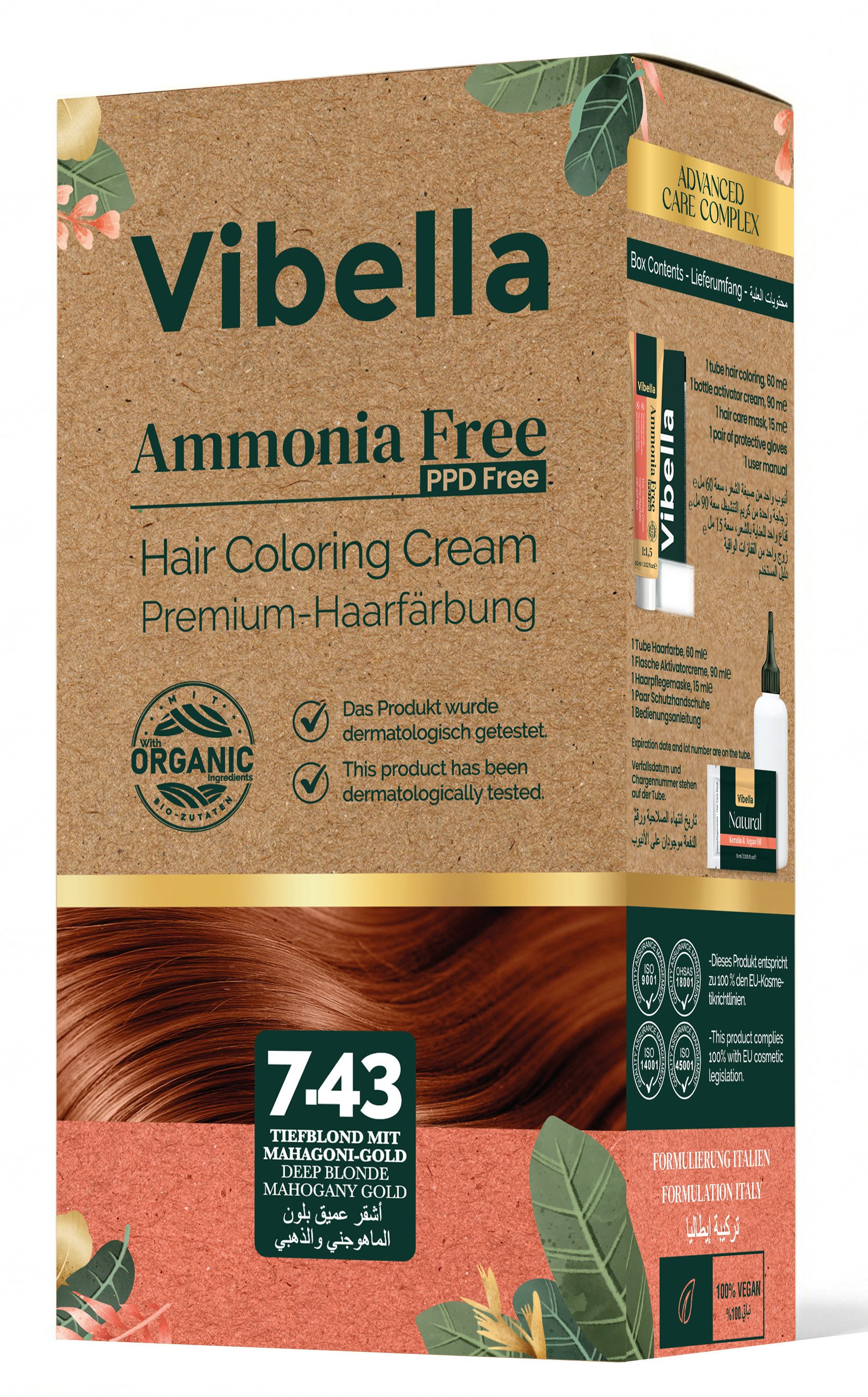 Vibella Haarfarbe Haarfärbecreme Nr. 7,43 Tiefblond mit Mahagoni-Gold