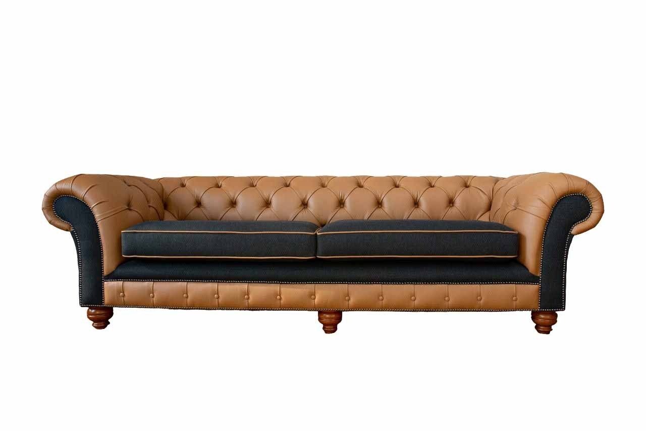 JVmoebel Sofa Sofa 4 Sitzer Polster Couch Big Couchen Chesterfield Leder Textil Neu, Made In Europe