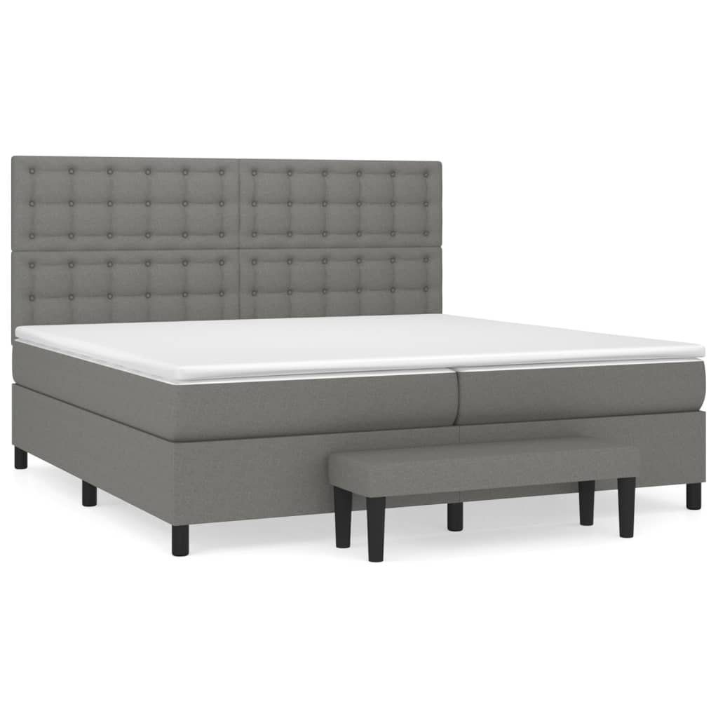 Boxspringbett 200 x 200 cm Boxspringbett mit Matratze Dunkelgrau 200x200 cm Stoff Be