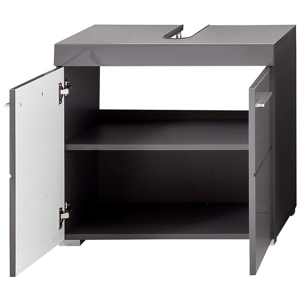 trendteam Waschbeckenunterschrank Waschtischunterschrank Badezimmerschrank Badmöbel Grau 60x56x34cm