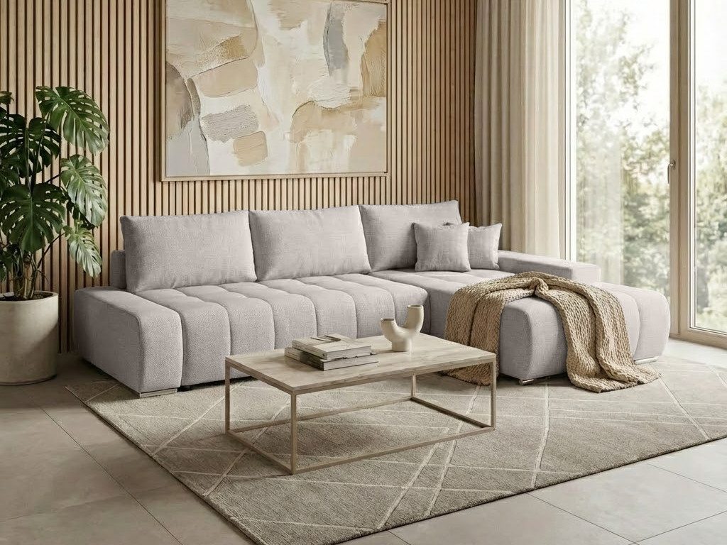 Beautysofa Ecksofa mit Schlaffunktion & Bettkasten DRACO L, BARREL-Stoff in günstig online kaufen