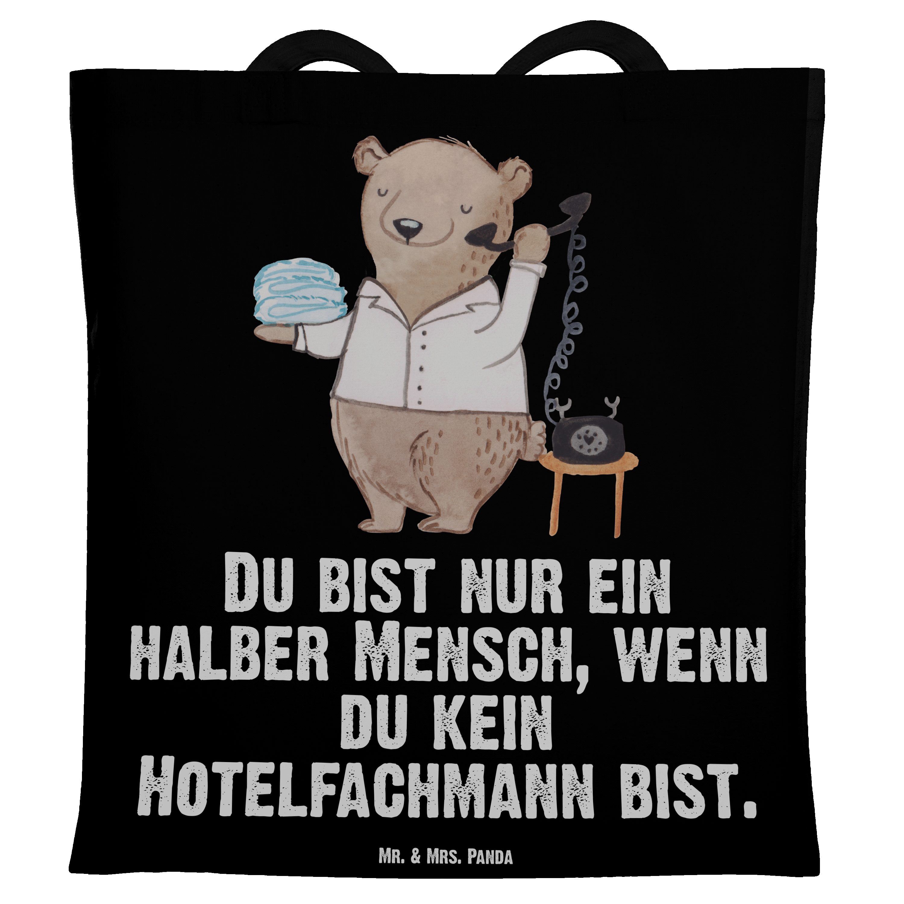 & Hotelier, Hotelkaufmann, Mr. mit - Herz Mrs. - Geschenk, (1-tlg) Panda Schwarz Hotelfachmann Tragetasche