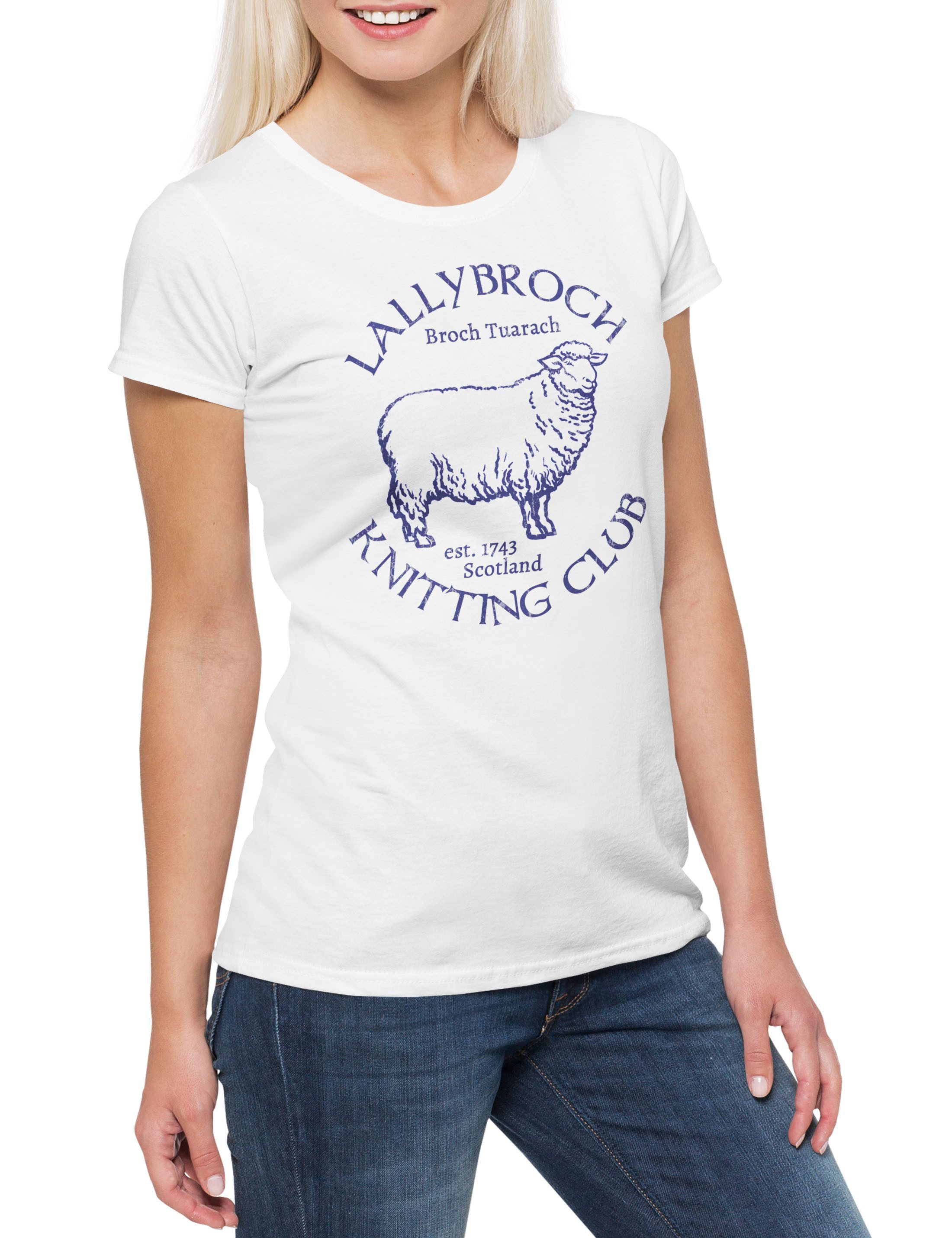 Urban Backwoods Print-Shirt Lallybroch Knitting Club Damen T-Shirt Battle Bannockburn 1314 William (1-tlg) Wallace Schottland Scotland Outlander